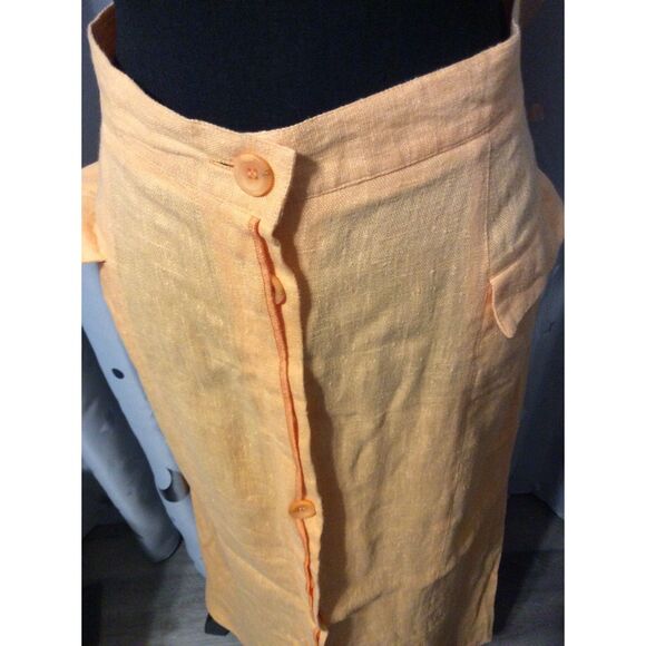 NWOT 100% Linen Plus Maxi Skirt Harve Benard 16 Pockets Button front Retro - Picture 4 of 5